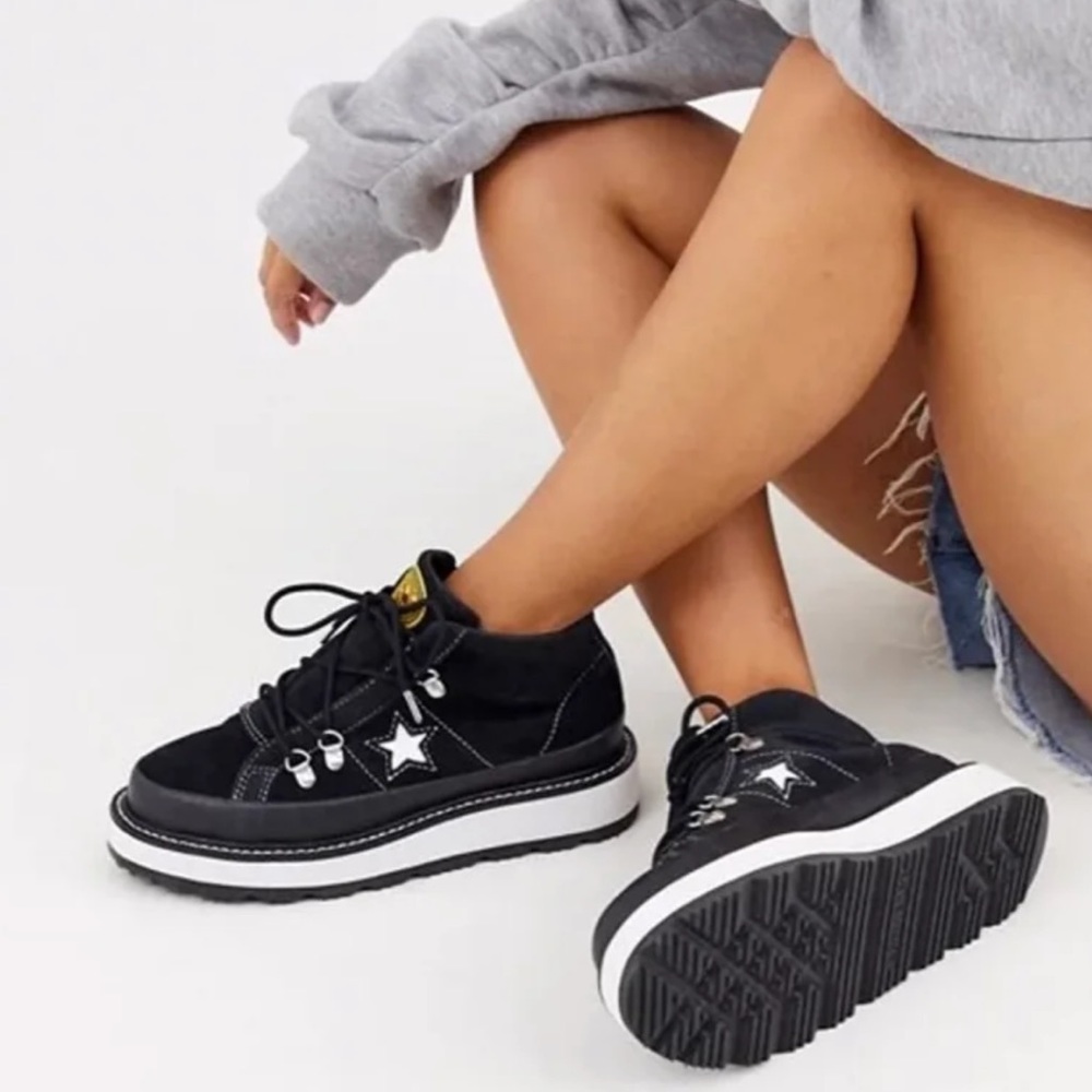 All Star Converse One Star Boot Platform Mid Black White New